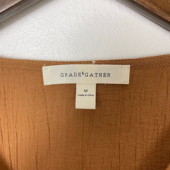 Grade & Gather | NWT Magnolia Brown Crepe Side Tie Cinched Peplum Tank - Picture 8 of 9